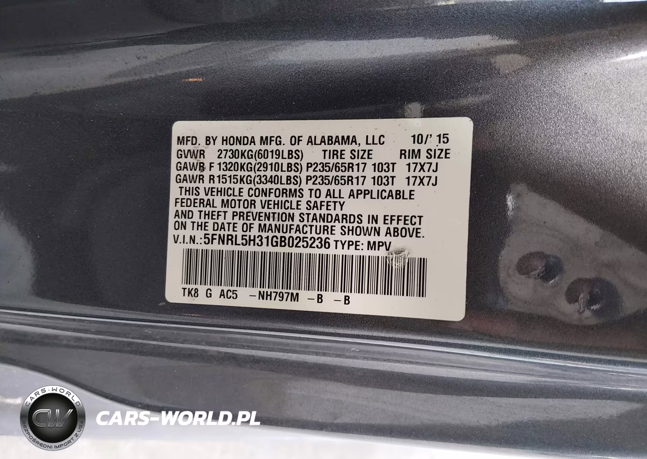 2016 Honda Odyssey Se VIN:5FNRL5H31GB025236 - 9