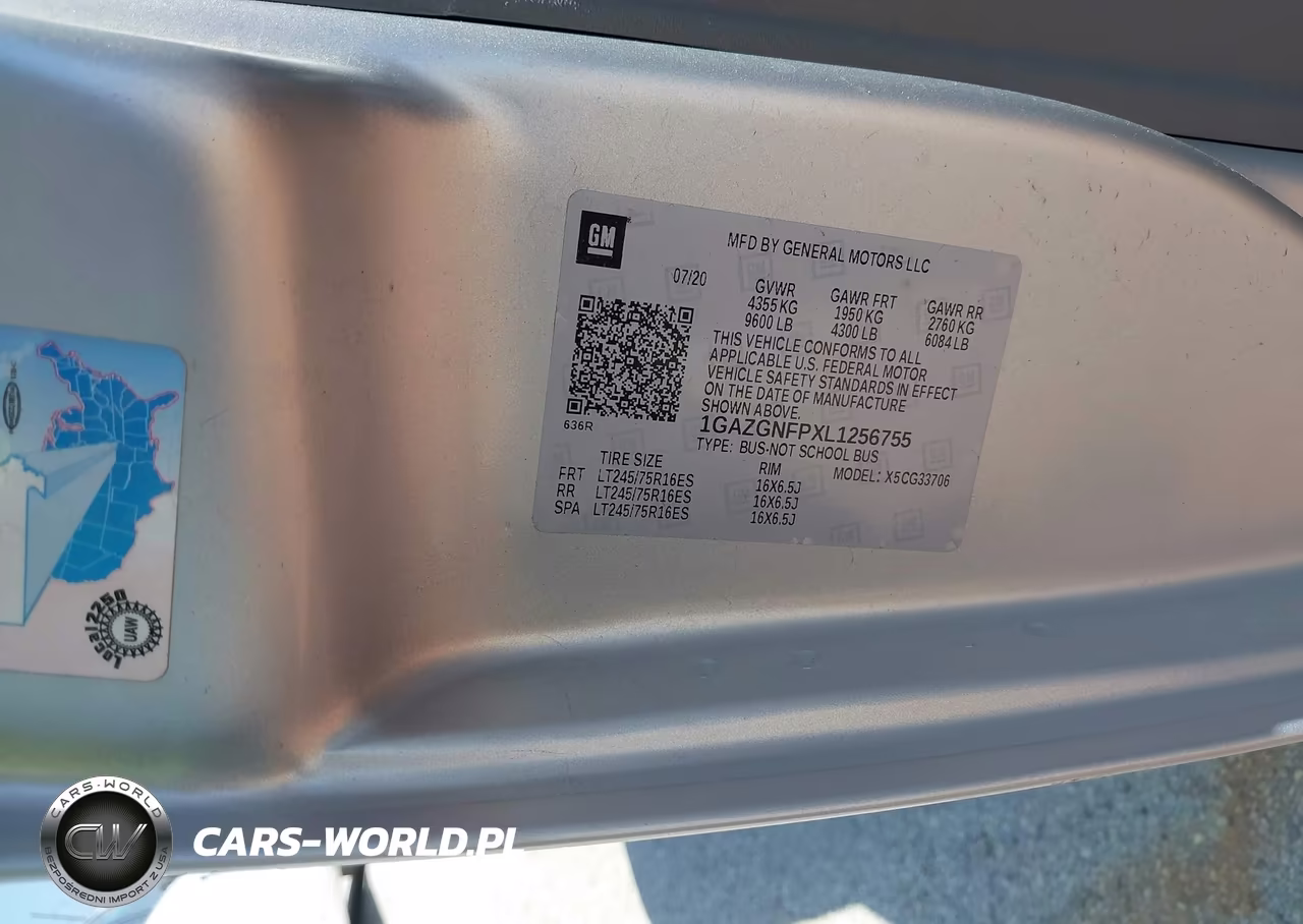 2020 Chevrolet Express Passenger Rwd 3500 Extended Wheelbase Ls VIN:1GAZGNFPXL1256755 - 9