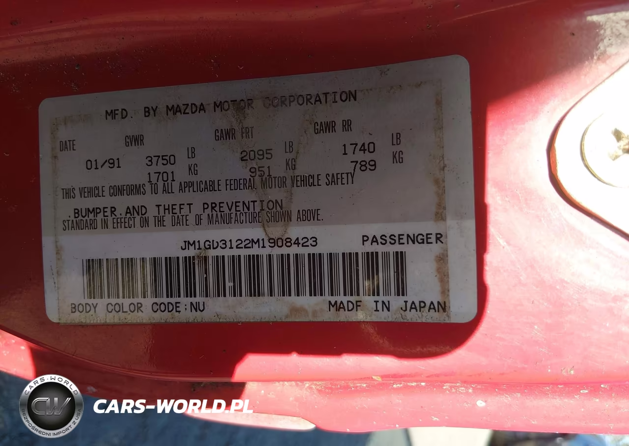 1991 Mazda Mx-6 Dx-Lx VIN:JM1GD3122M1908423 - 9