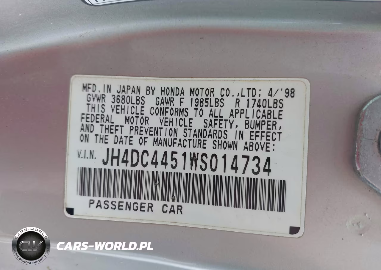 1998 Acura Integra Ls VIN:JH4DC4451WS014734 - 9