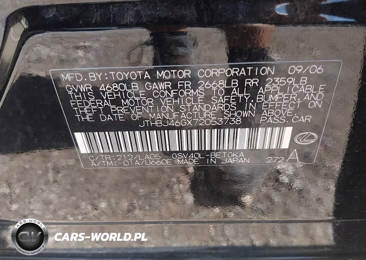 2007 Lexus Es 350 VIN:JTHBJ46GX72053738 - 9