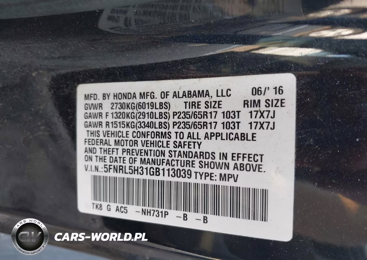 2016 Honda Odyssey Se VIN:5FNRL5H31GB113039 - 9