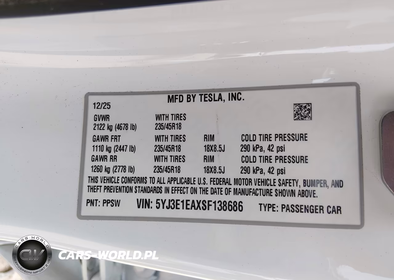 2025 Tesla Model 3 Long Range Rear-Wheel Drive-Standard Rear-Wheel Drive VIN:5YJ3E1EAXSF138686 - 9