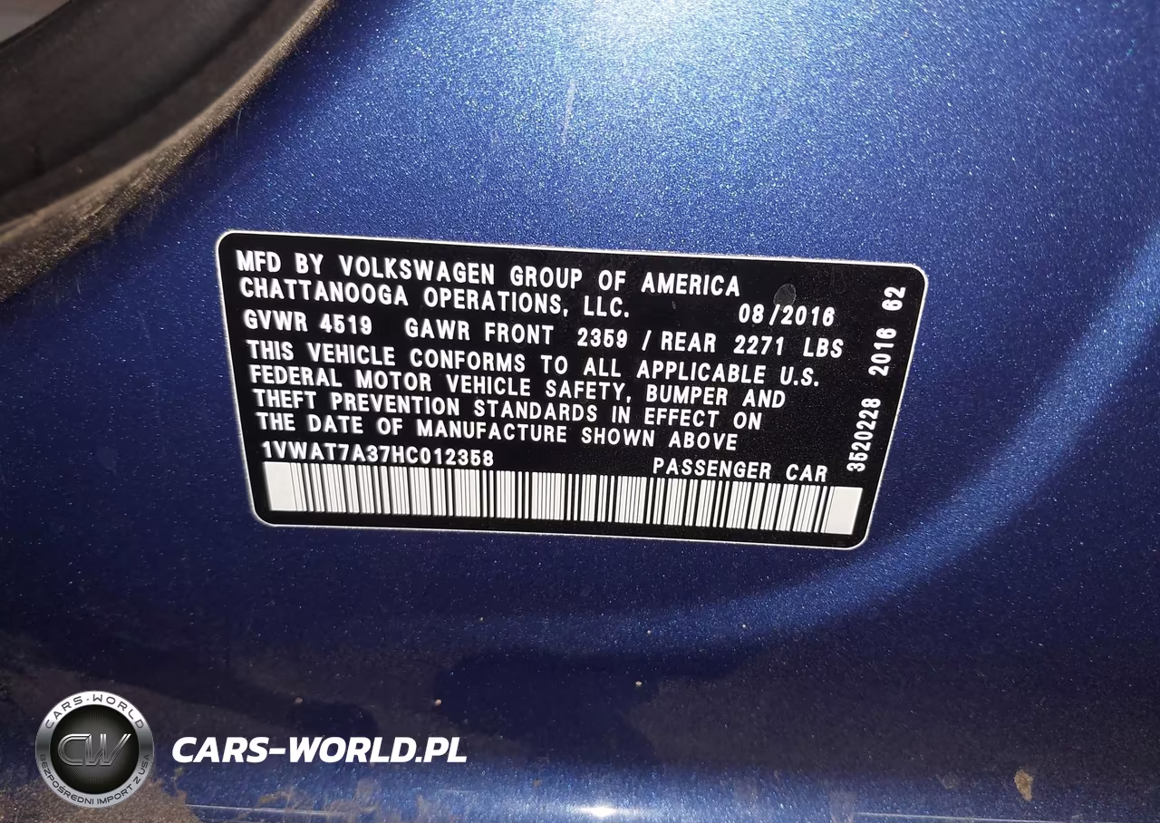 2017 Volkswagen Passat 1.8T S VIN:1VWAT7A37HC012358 - 9