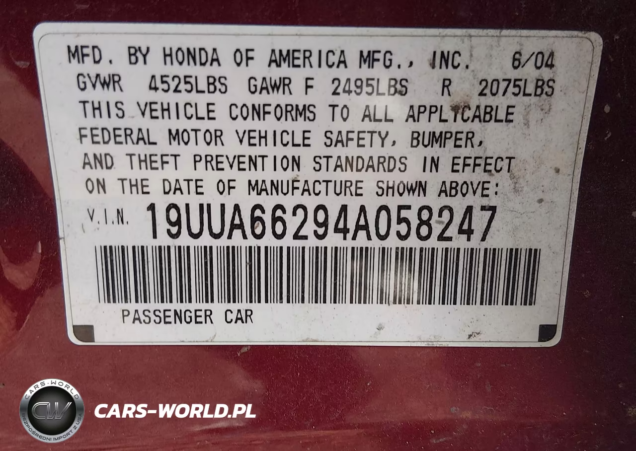 2004 Acura Tl VIN:19UUA66294A058247 - 9