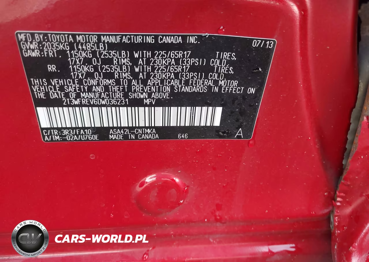 2013 Toyota Rav4 Xle VIN:2T3WFREV6DW036231 - 9