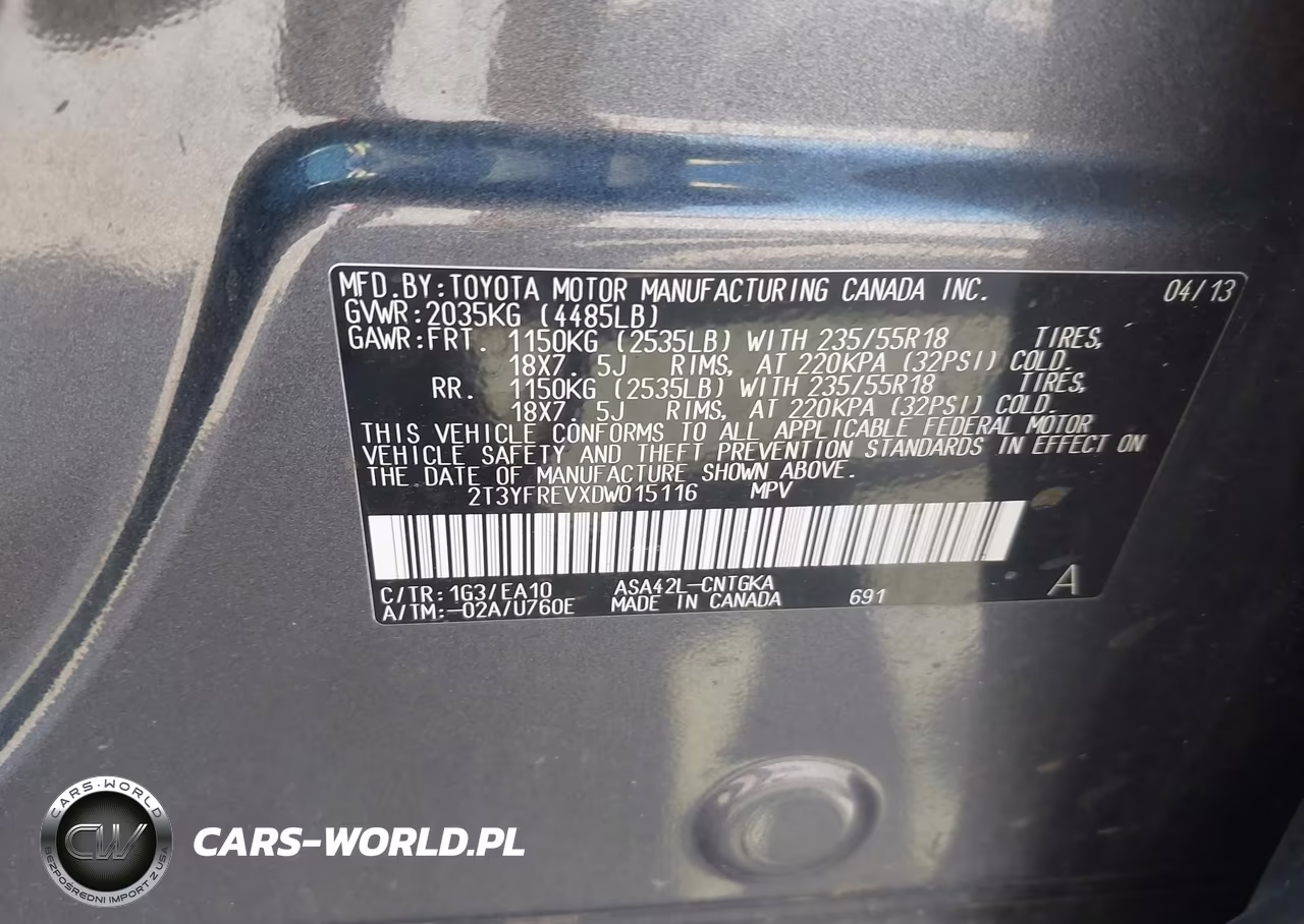 2013 Toyota Rav4 Limited VIN:2T3YFREVXDW015116 - 9