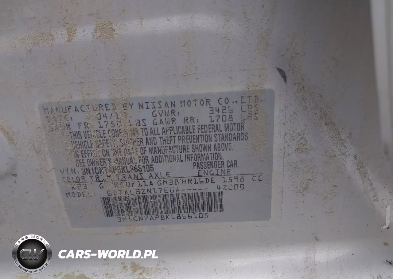 2019 Nissan Versa 1.6 Sv VIN:3N1CN7AP8KL866105 - 9
