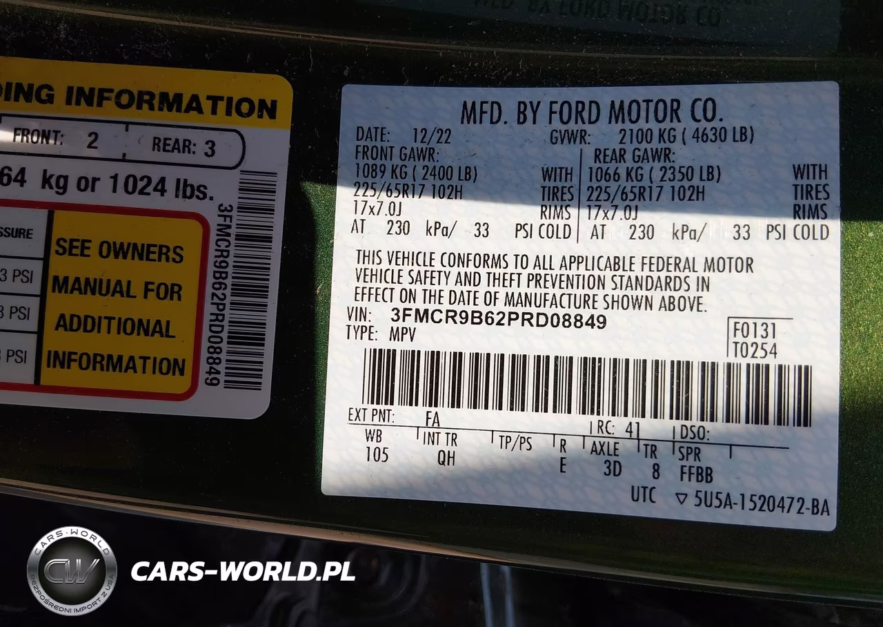 2023 Ford Bronco Sport Big Bend VIN:3FMCR9B62PRD08849 - 9