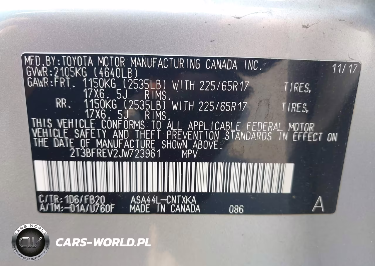 2018 Toyota Rav4 Le VIN:2T3BFREV2JW723961 - 9