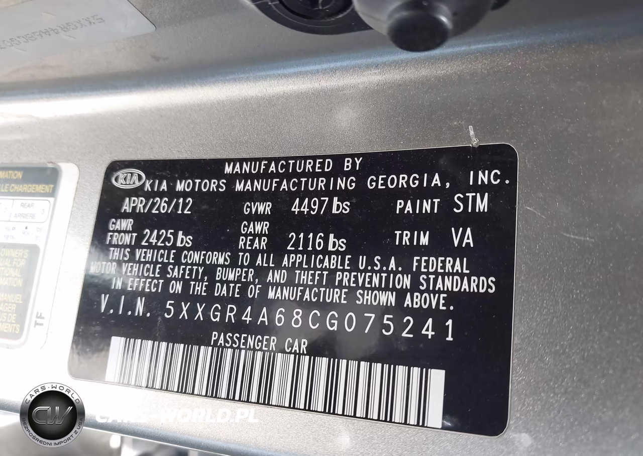 2012 Kia Optima Sx VIN:5XXGR4A68CG075241 - 9