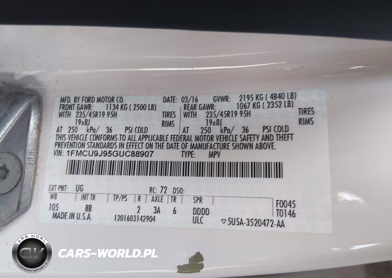 2016 Ford Escape Titanium VIN:1FMCU9J95GUC88907 - 9