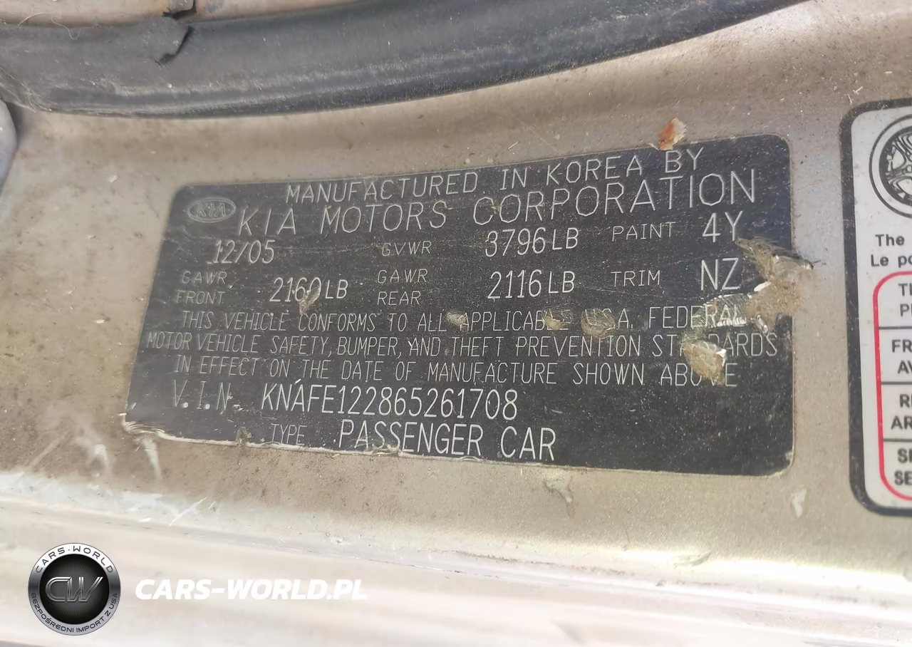 2006 Kia Spectra Ex-Lx-Sx VIN:KNAFE122865261708 - 9