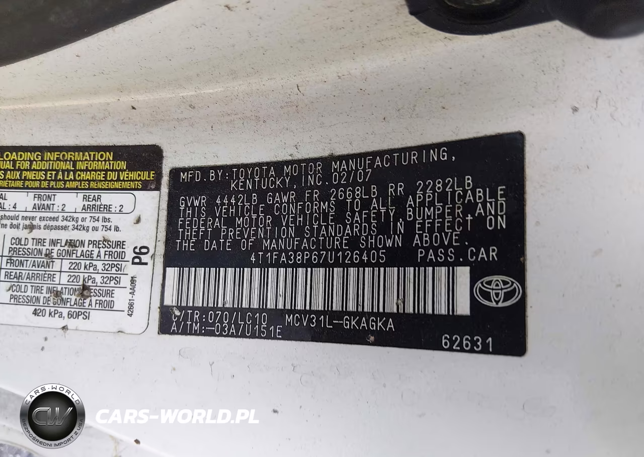 2007 Toyota Camry Solara Sle VIN:4T1FA38P67U126405 - 9