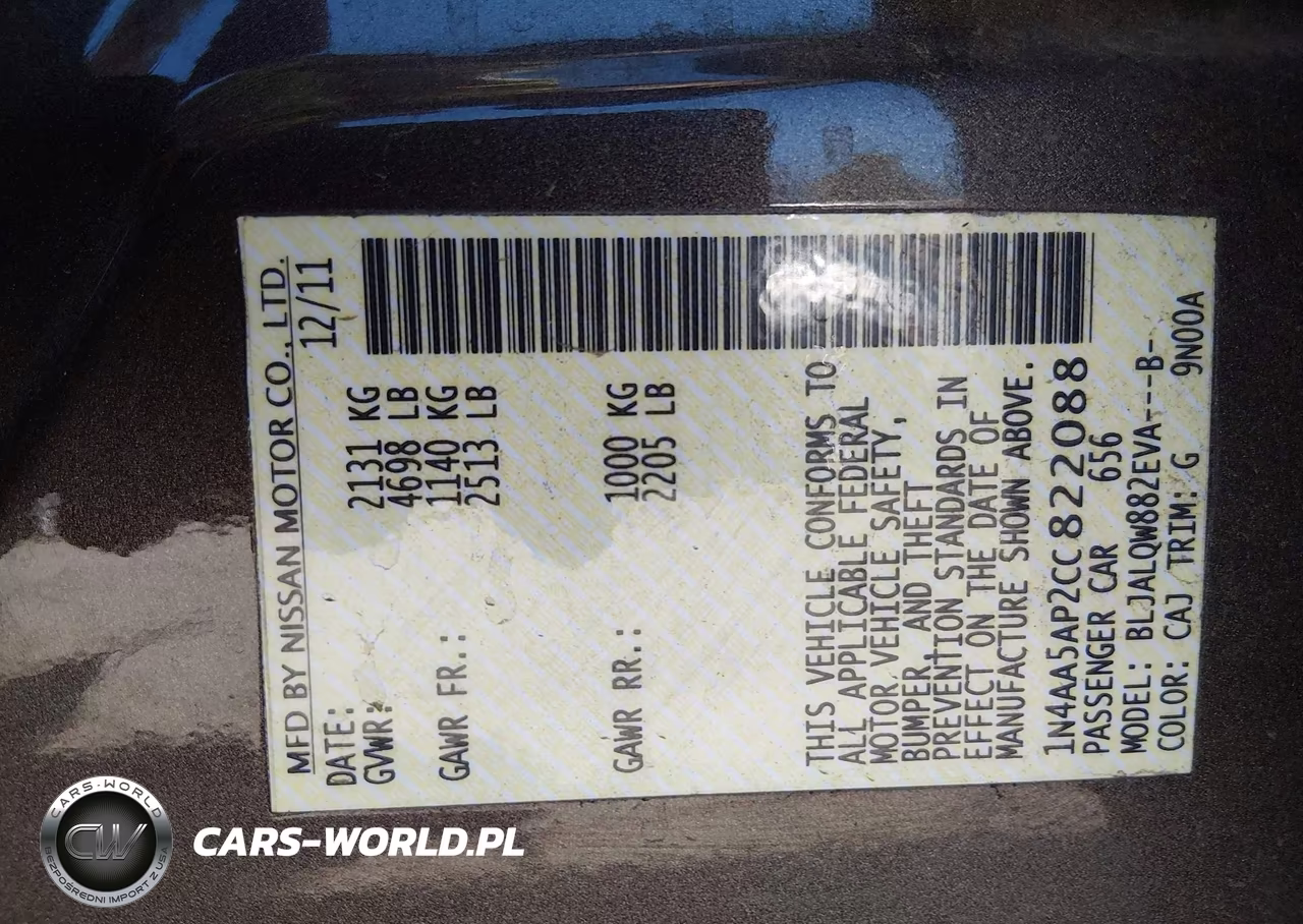 2012 Nissan Maxima 3.5 S VIN:1N4AA5AP2CC822088 - 9