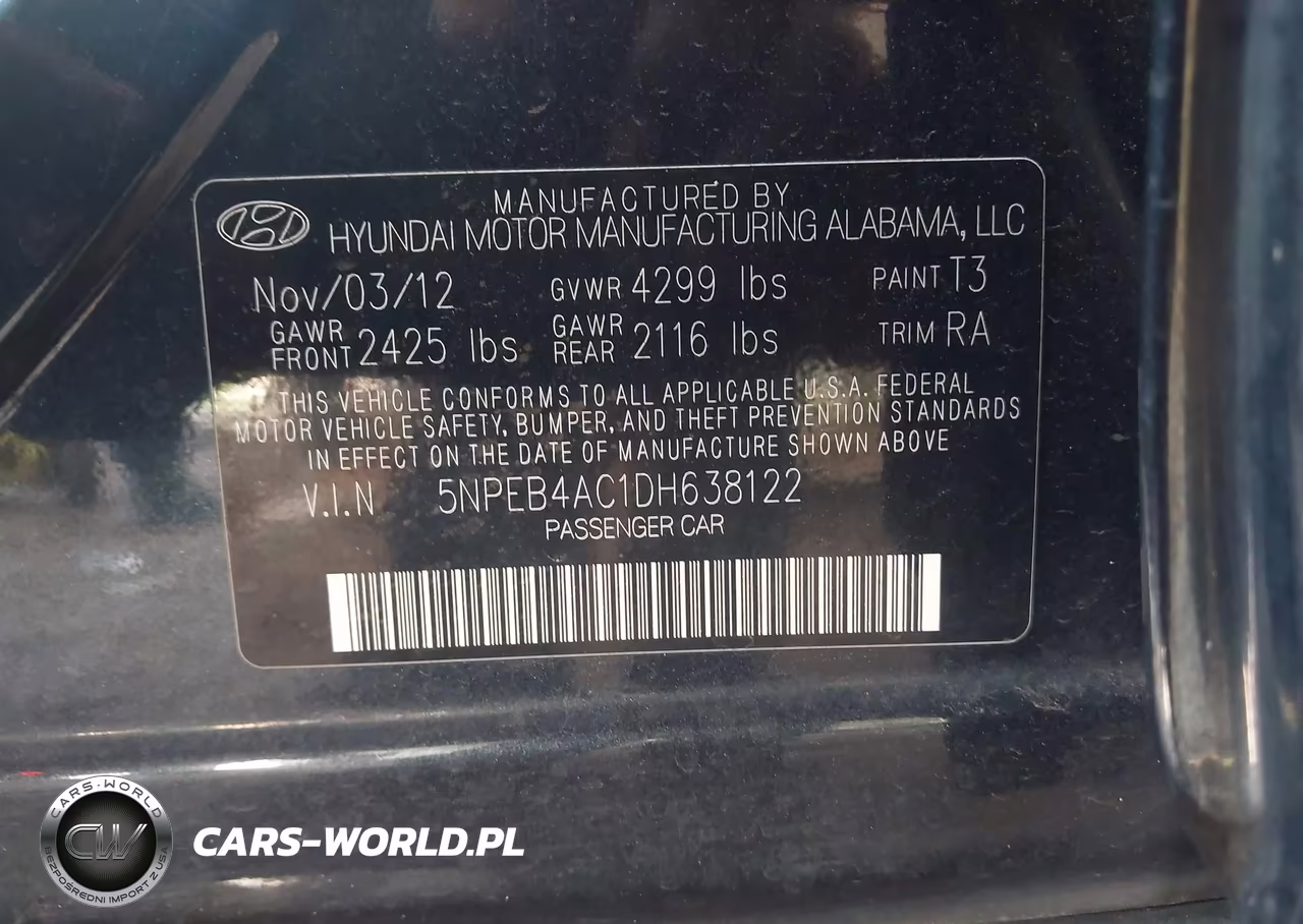2013 Hyundai Sonata Gls VIN:5NPEB4AC1DH638122 - 9