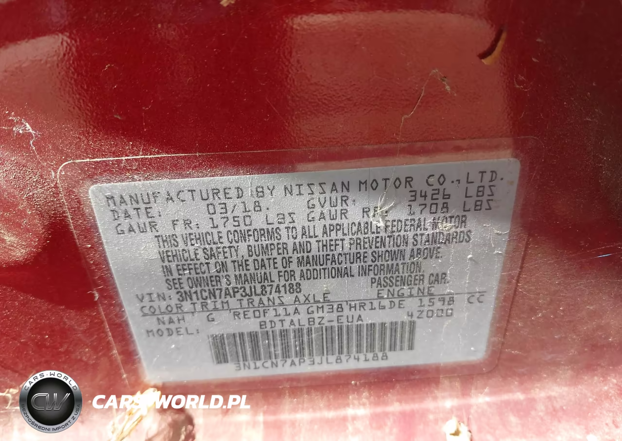 2018 Nissan Versa 1.6 Sv VIN:3N1CN7AP3JL874188 - 9