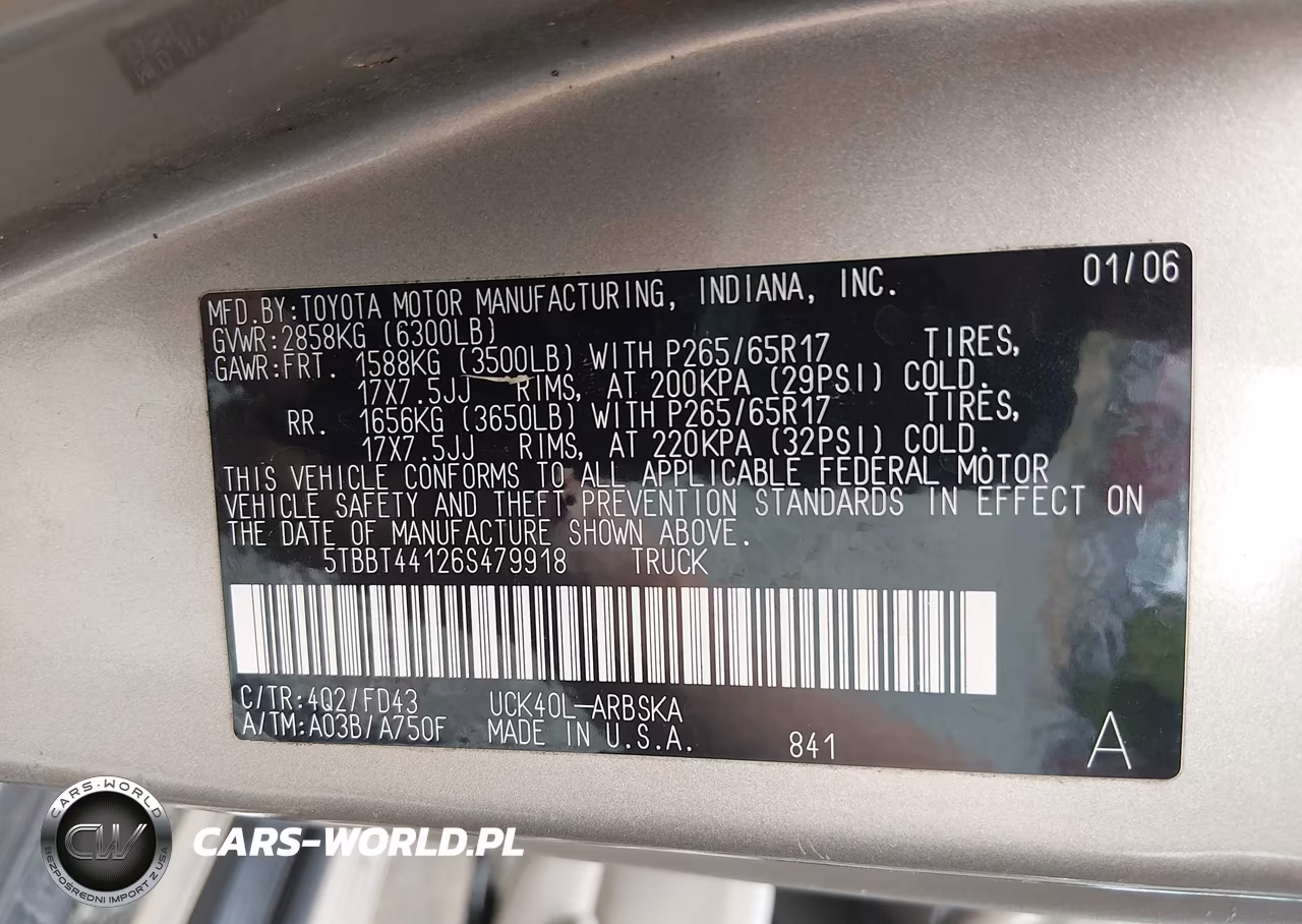 2006 Toyota Tundra Sr5 V8 VIN:5TBBT44126S479918 - 9