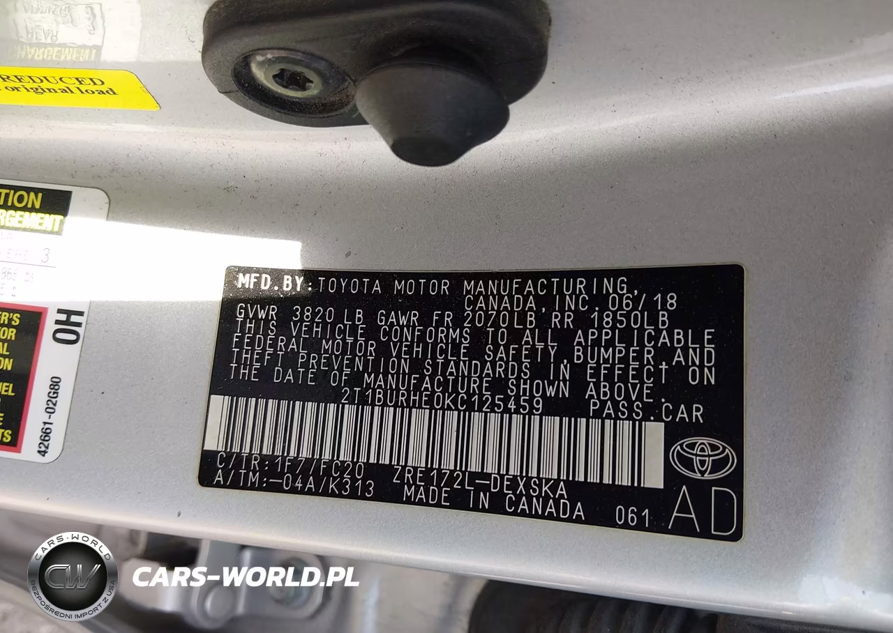 2019 Toyota Corolla Se VIN:2T1BURHE0KC125459 - 9