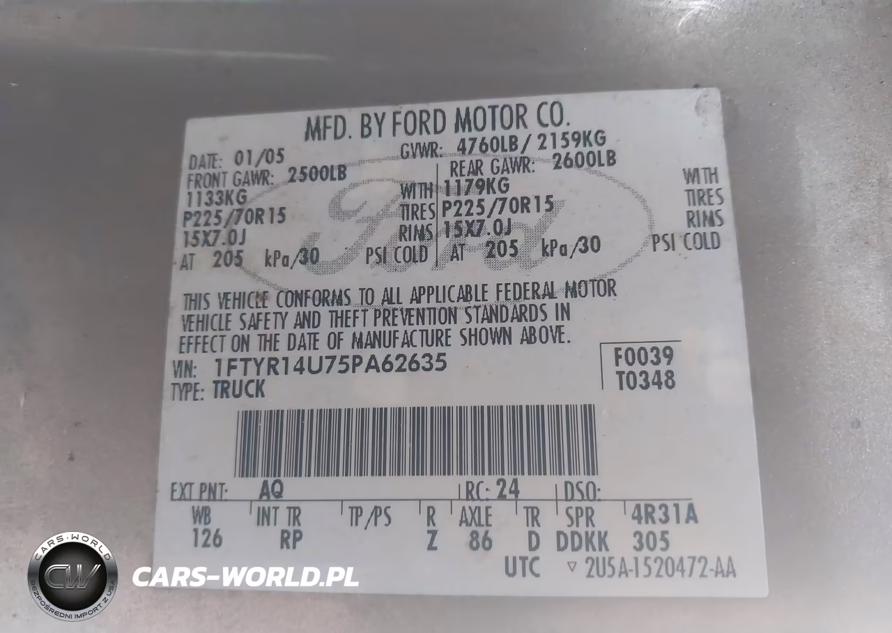 2005 Ford Ranger Edge-Stx-Xl-Xlt VIN:1FTYR14U75PA62635 - 9