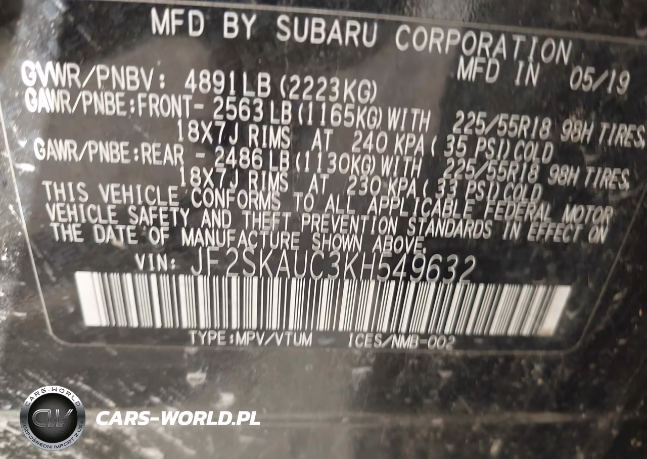 2019 Subaru Forester Limited VIN:JF2SKAUC3KH549632 - 9