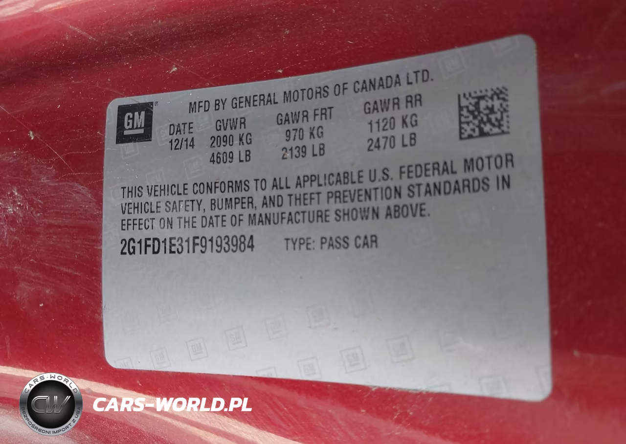 2015 Chevrolet Camaro 1Lt VIN:2G1FD1E31F9193984 - 9