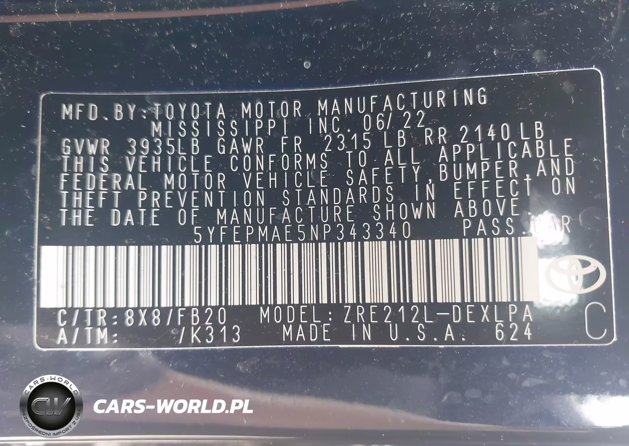 2022 Toyota Corolla Le VIN:5YFEPMAE5NP343340 - 9