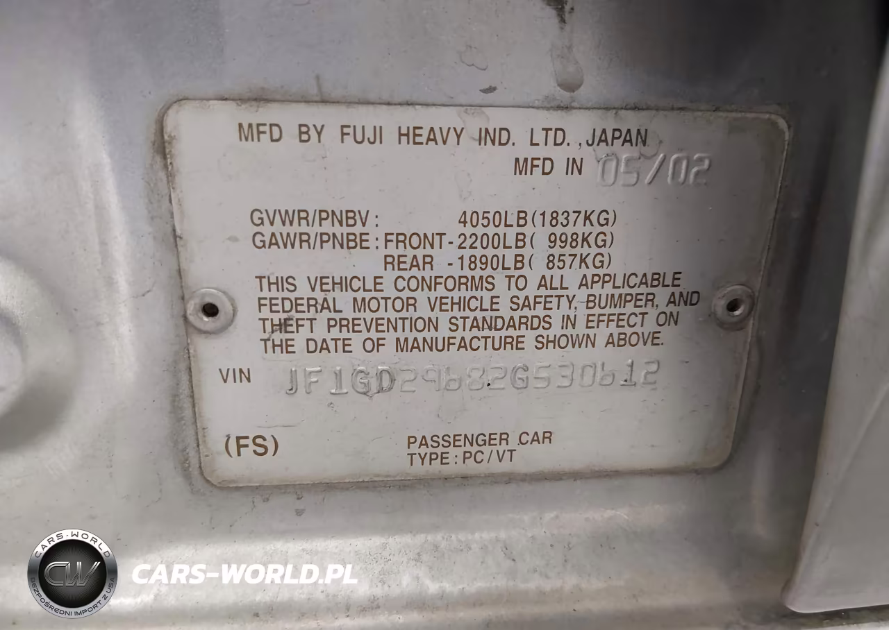 2002 Subaru Impreza Wrx VIN:JF1GD29682G530612 - 9