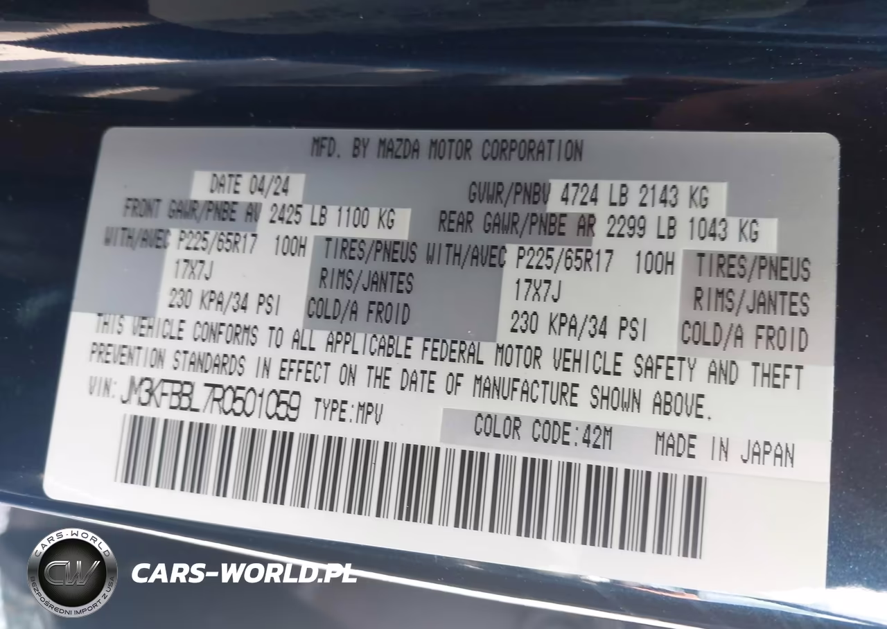 2024 Mazda Cx-5 2.5 S Select VIN:JM3KFBBL7R0501059 - 9