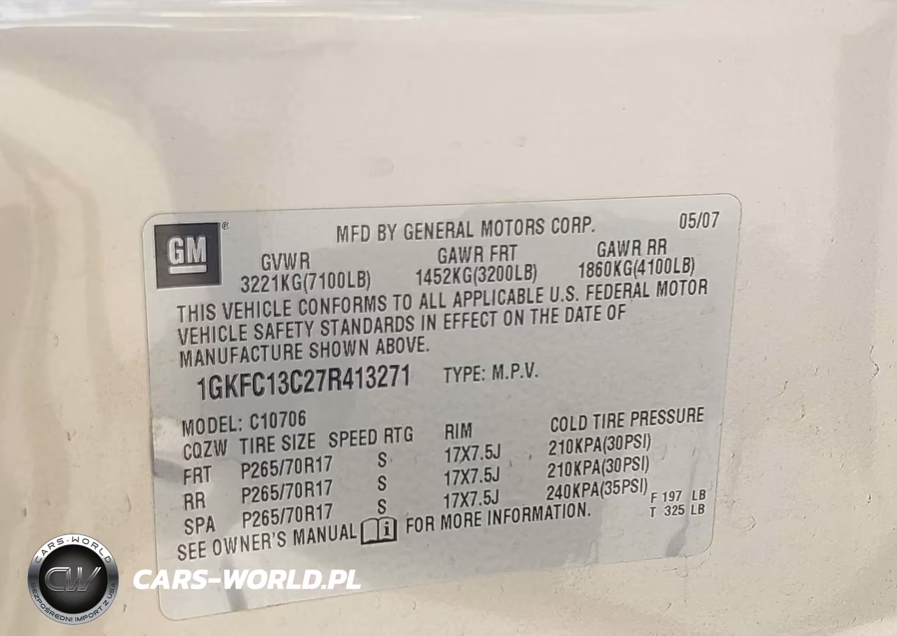 2007 GMC Yukon Sle VIN:1GKFC13C27R413271 - 9