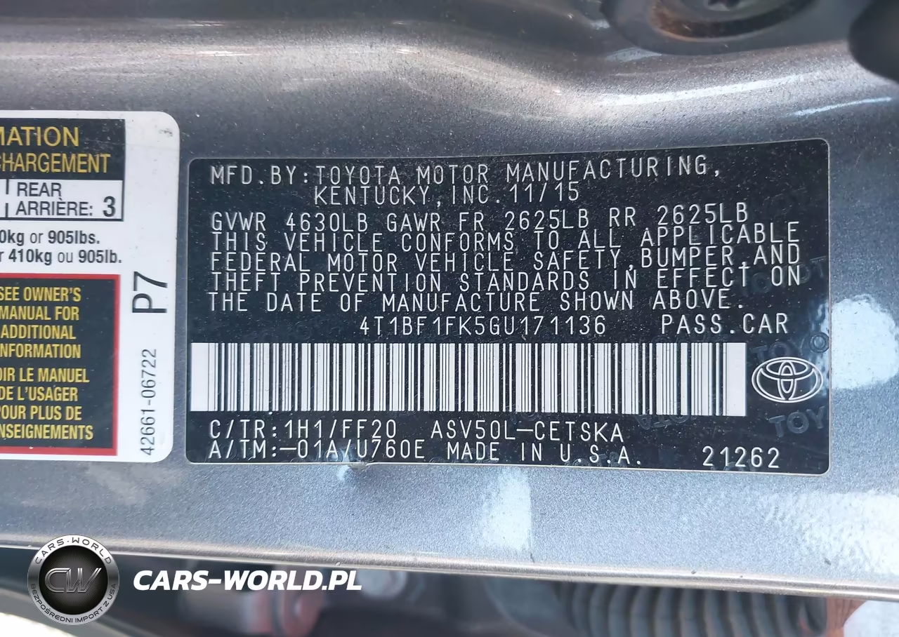 2016 Toyota Camry Se VIN:4T1BF1FK5GU171136 - 9