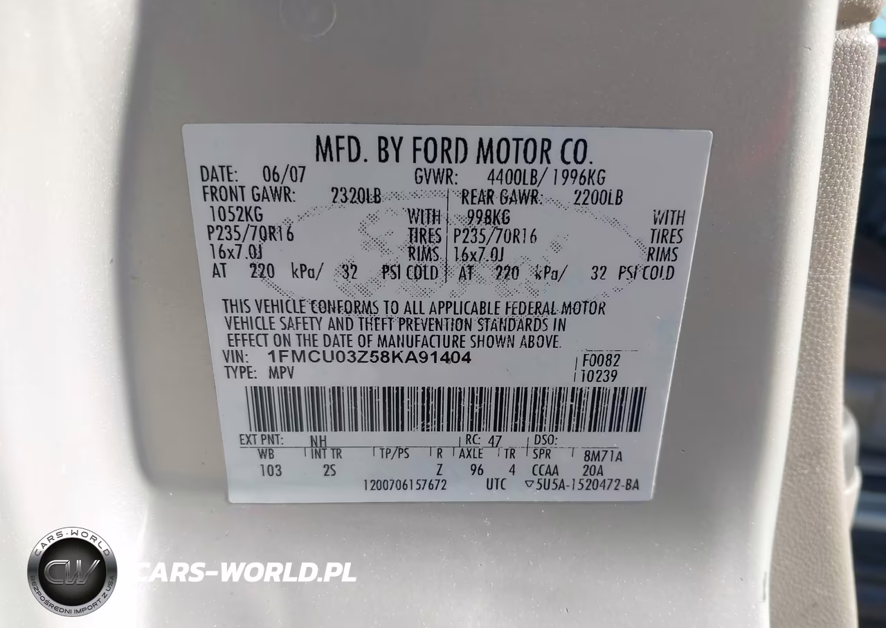 2008 Ford Escape Xlt VIN:1FMCU03Z58KA91404 - 9