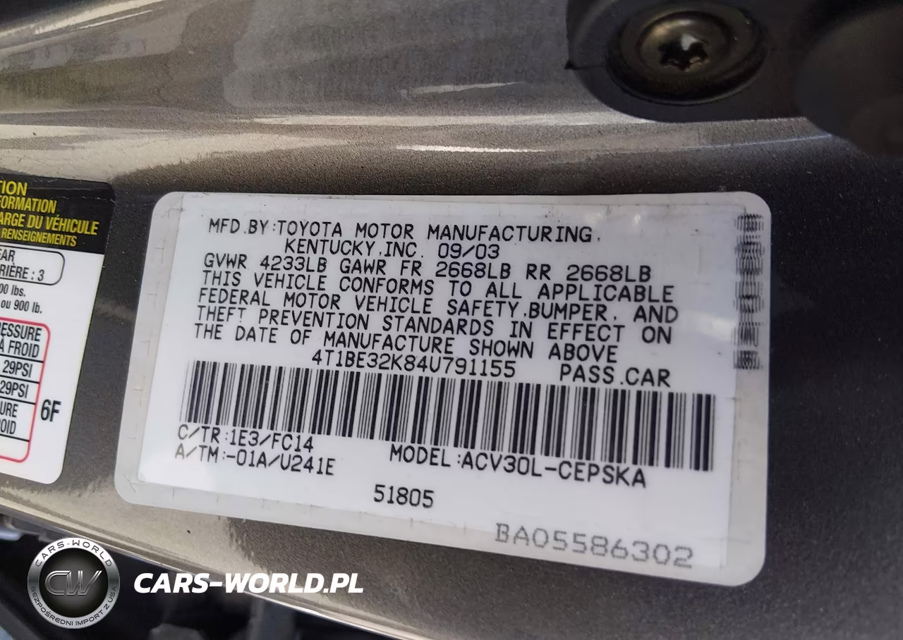 2004 Toyota Camry Se VIN:4T1BE32K84U791155 - 9