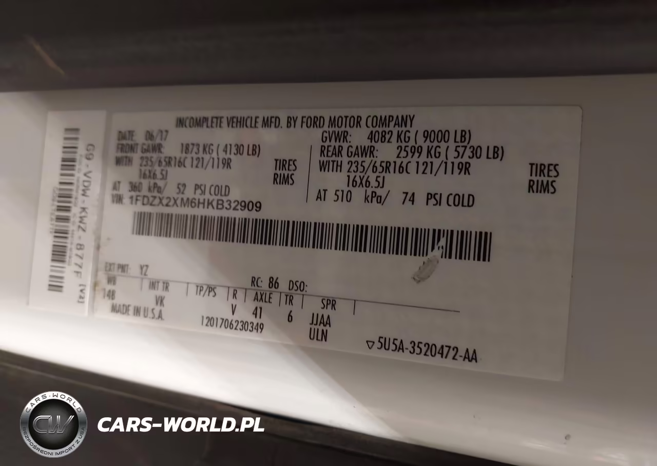2017 Ford Transit-350 Xl VIN:1FDZX2XM6HKB32909 - 9