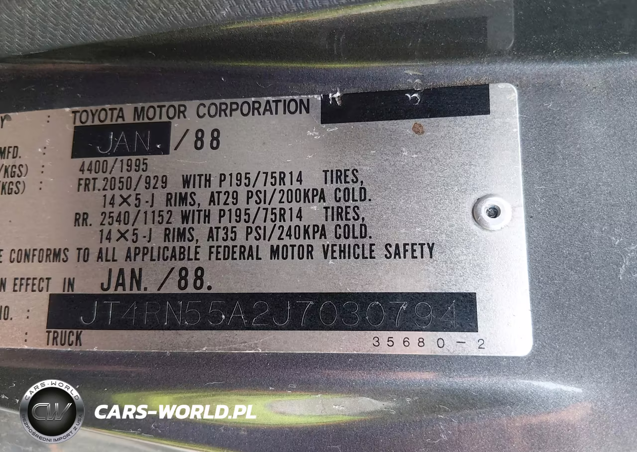 1988 Toyota Pickup 1-2 Ton Rn55 VIN:JT4RN55A2J7030794 - 9