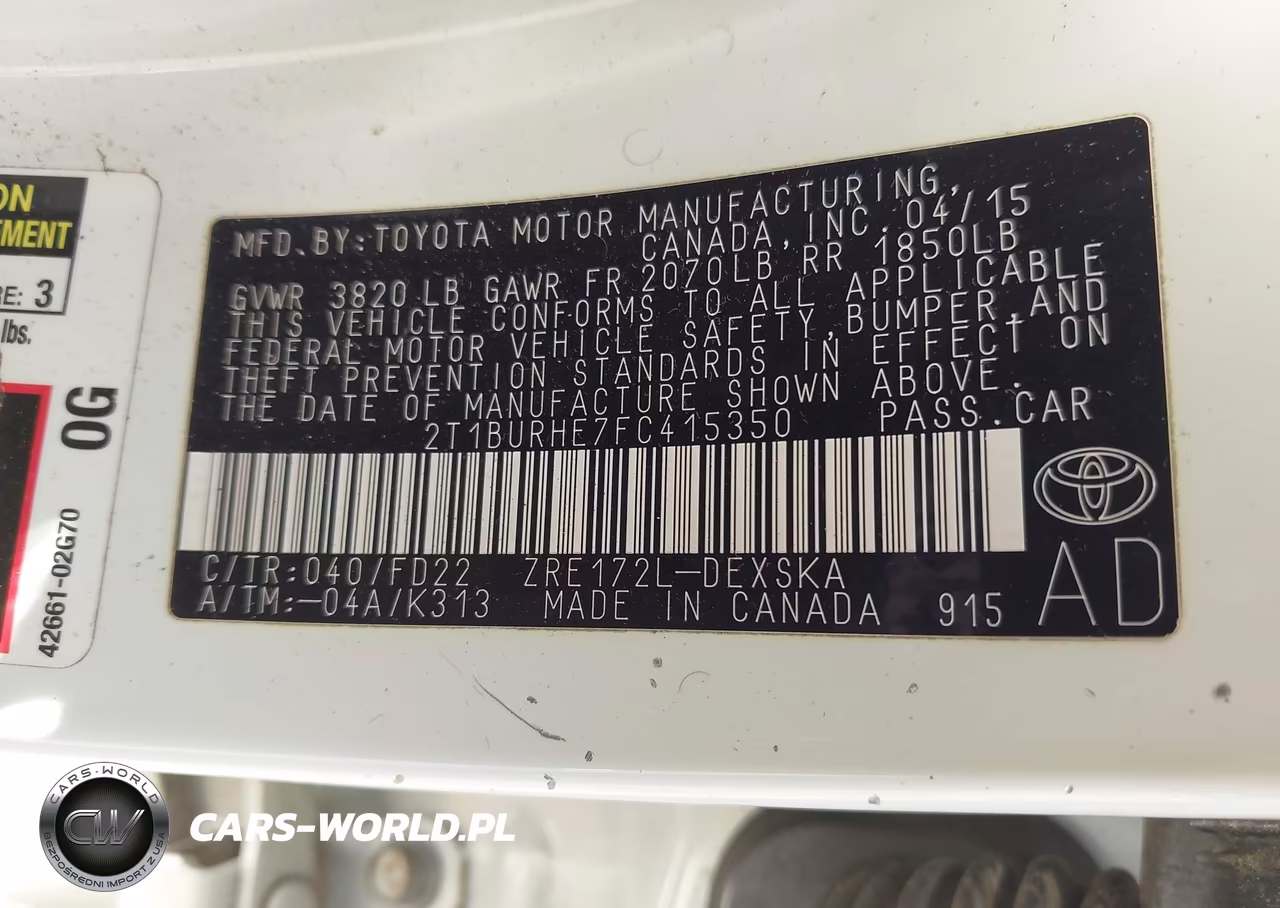 2015 Toyota Corolla S VIN:2T1BURHE7FC415350 - 9