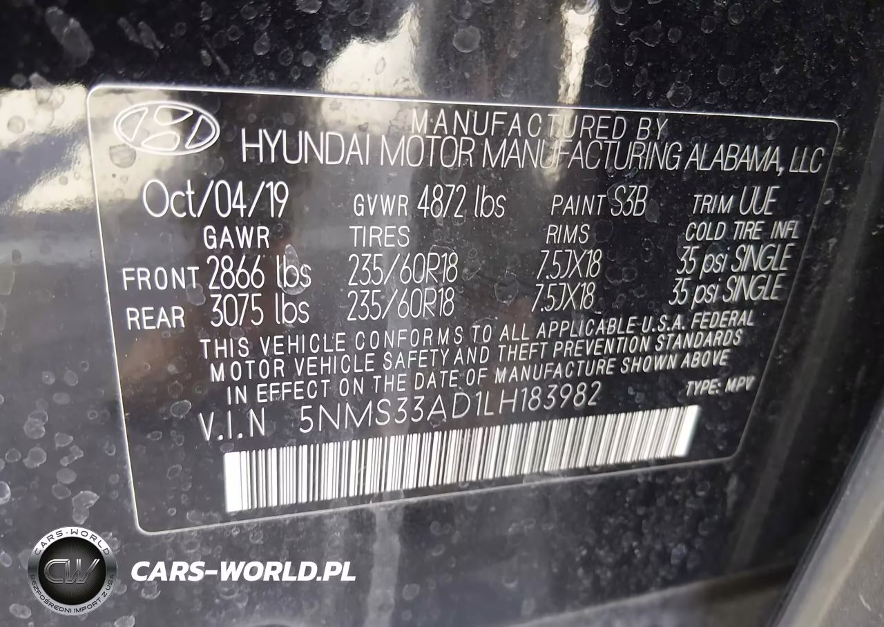 2020 Hyundai Santa Fe Sel VIN:5NMS33AD1LH183982 - 9