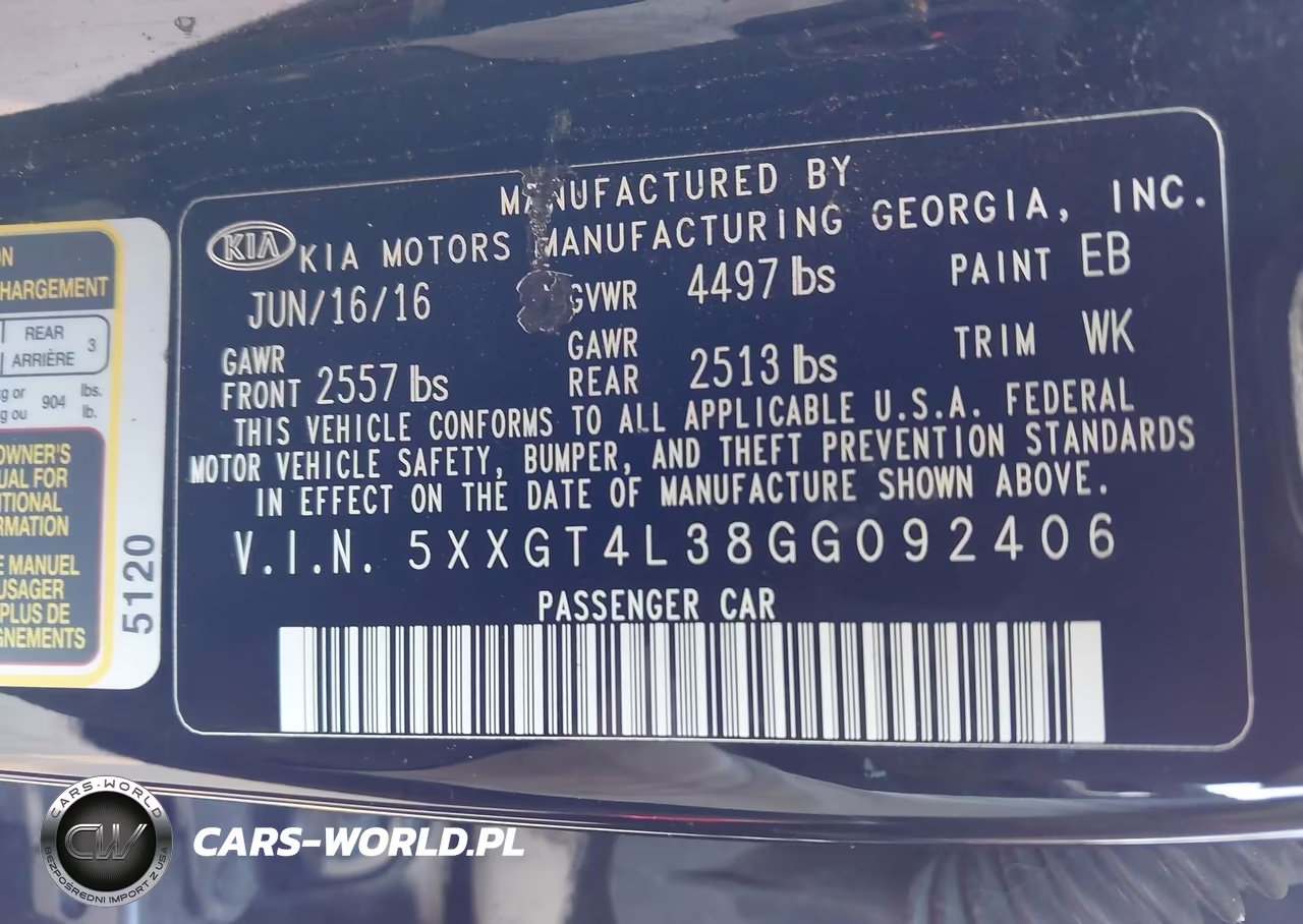 2016 Kia Optima Lx VIN:5XXGT4L38GG092406 - 9