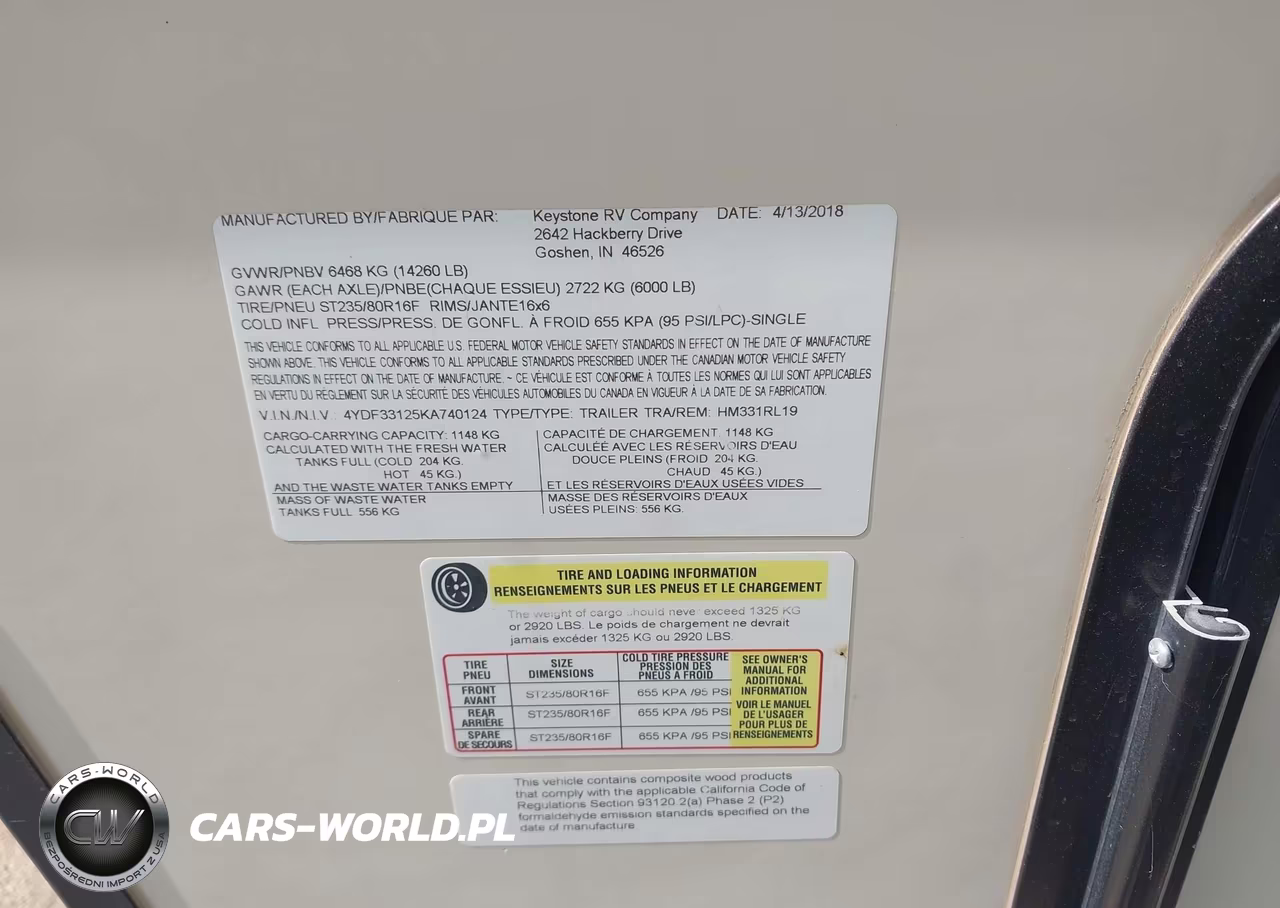 2019 Keystone Rv Other VIN:4YDF33125KA740124 - 7