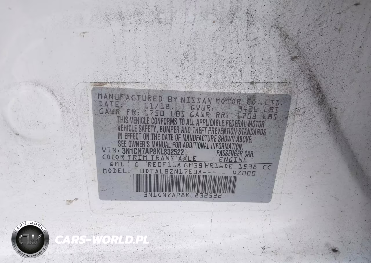 2019 Nissan Versa 1.6 Sv VIN:3N1CN7AP8KL832522 - 9