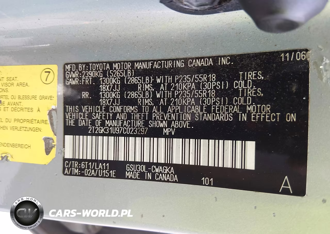2007 Lexus Rx 350 VIN:2T2GK31U97C023297 - 9