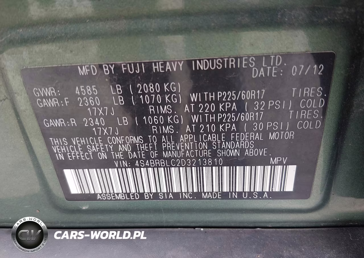 2013 Subaru Outback 2.5I Limited VIN:4S4BRBLC2D3213810 - 9