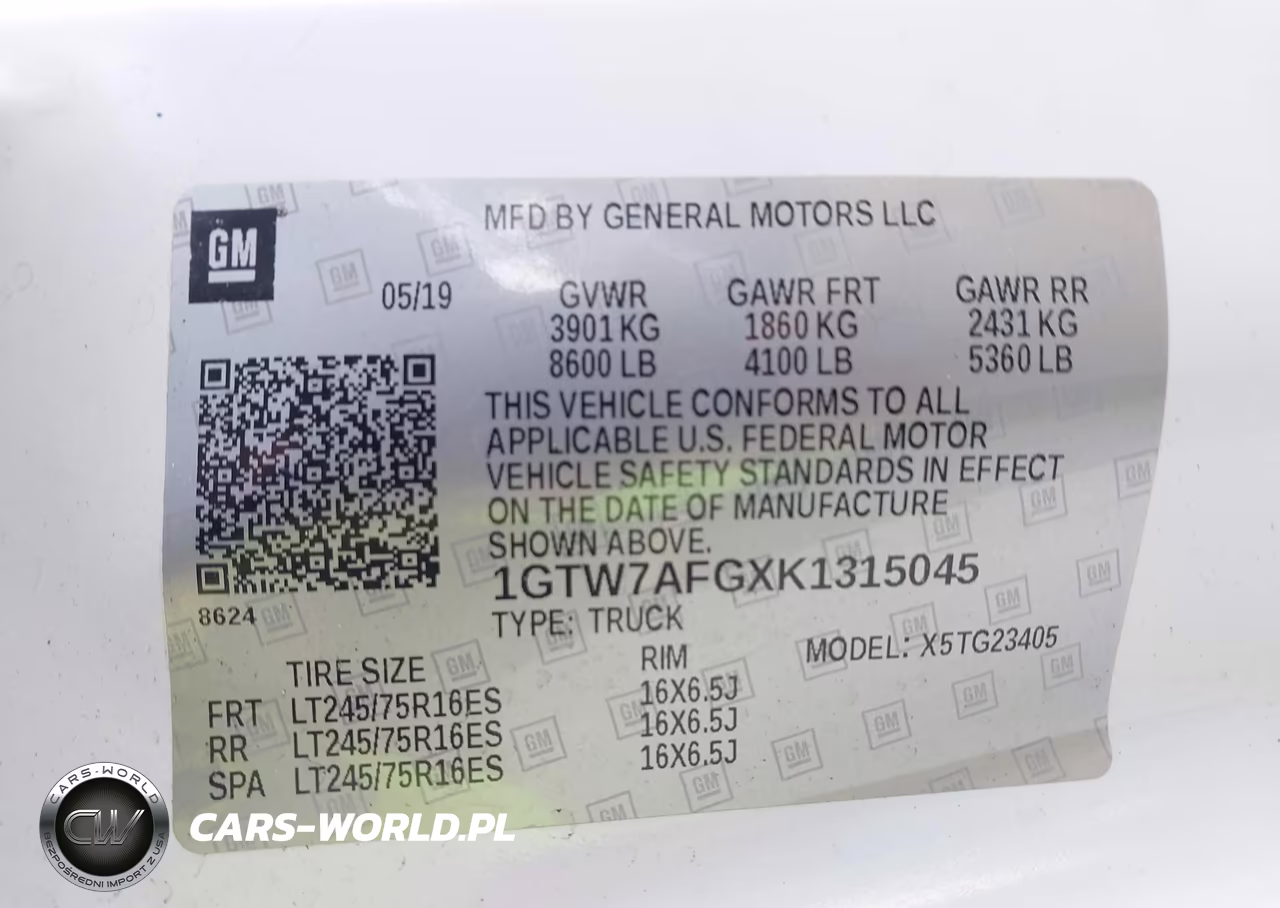 2019 GMC Savana 2500 Work Van VIN:1GTW7AFGXK1315045 - 9