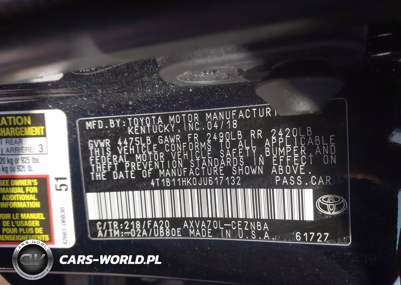 2018 Toyota Camry Le VIN:4T1B11HK0JU617132 - 9