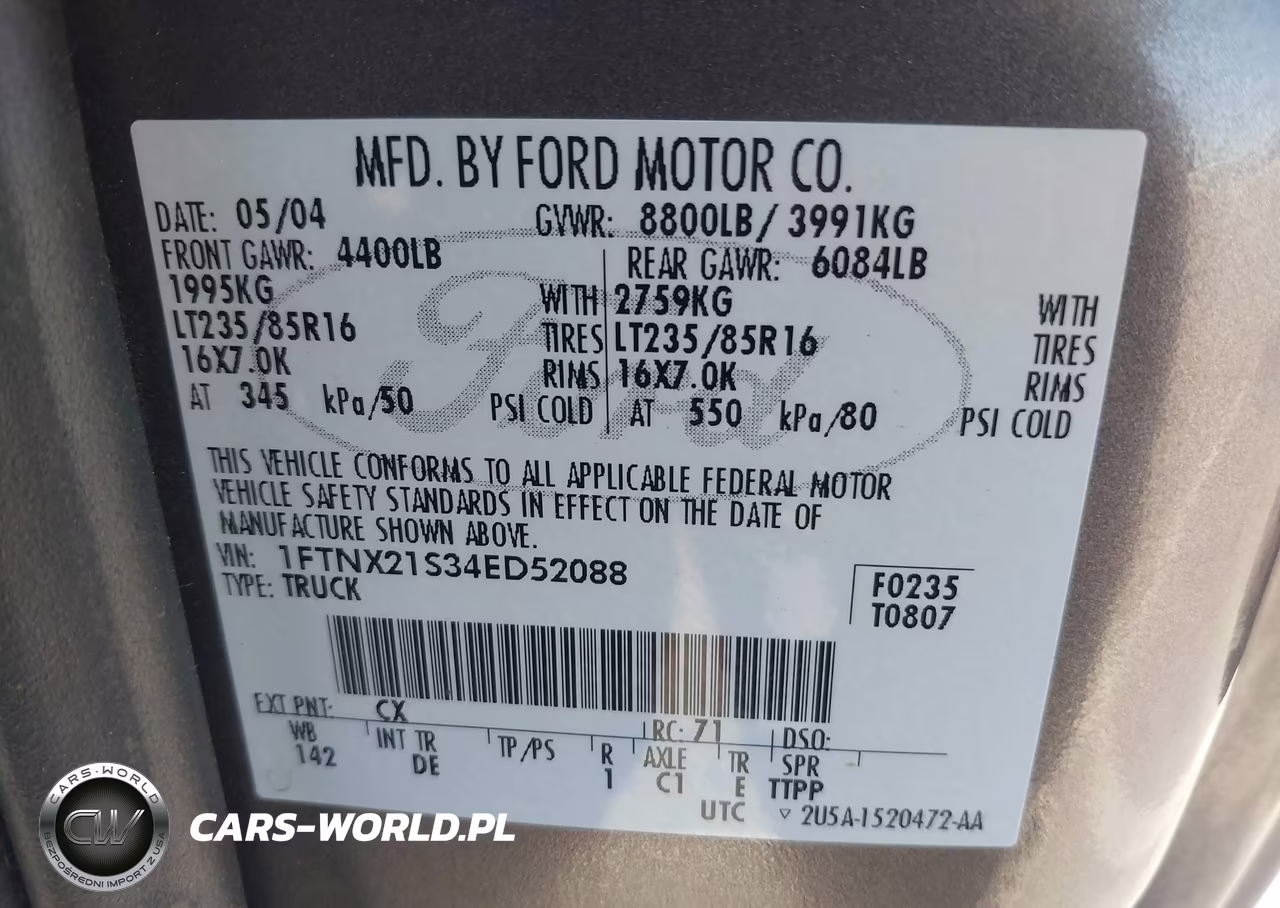 2004 Ford F-250 Lariat-Xl-Xlt VIN:1FTNX21S34ED52088 - 9