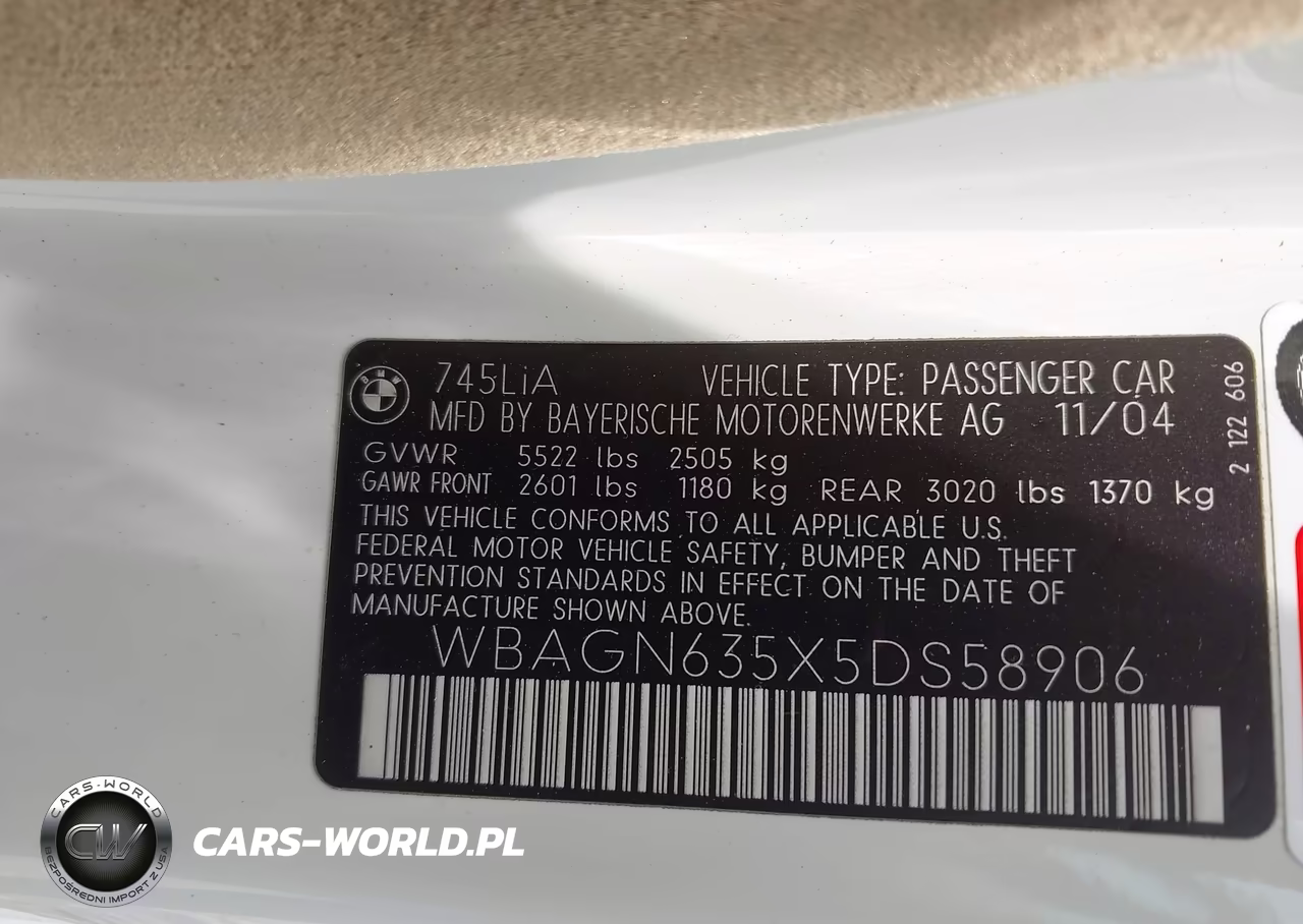 2005 BMW 745Li VIN:WBAGN635X5DS58906 - 9