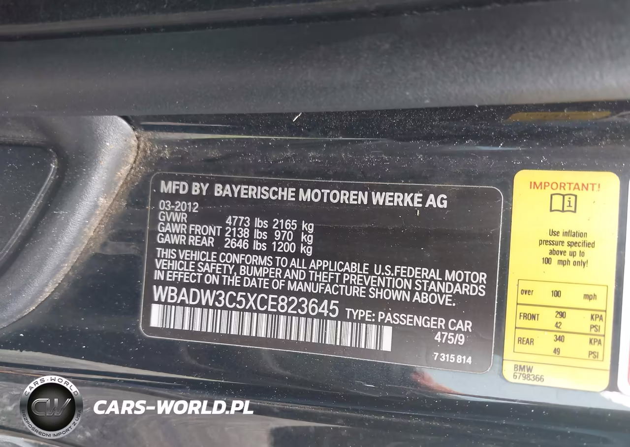 2012 BMW 328I VIN:WBADW3C5XCE823645 - 9