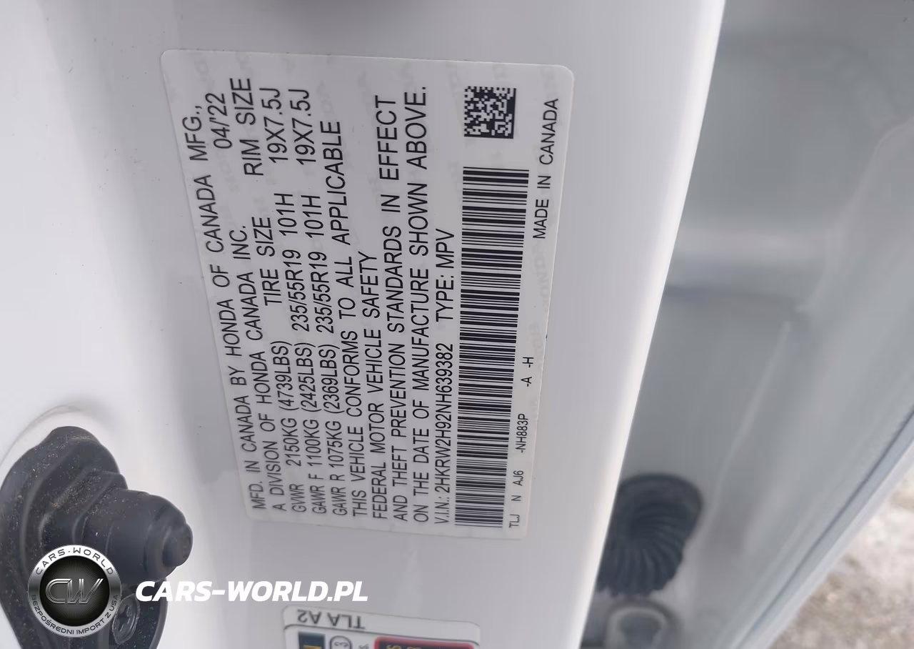 2022 Honda Cr-V Awd Touring VIN:2HKRW2H92NH639382 - 9