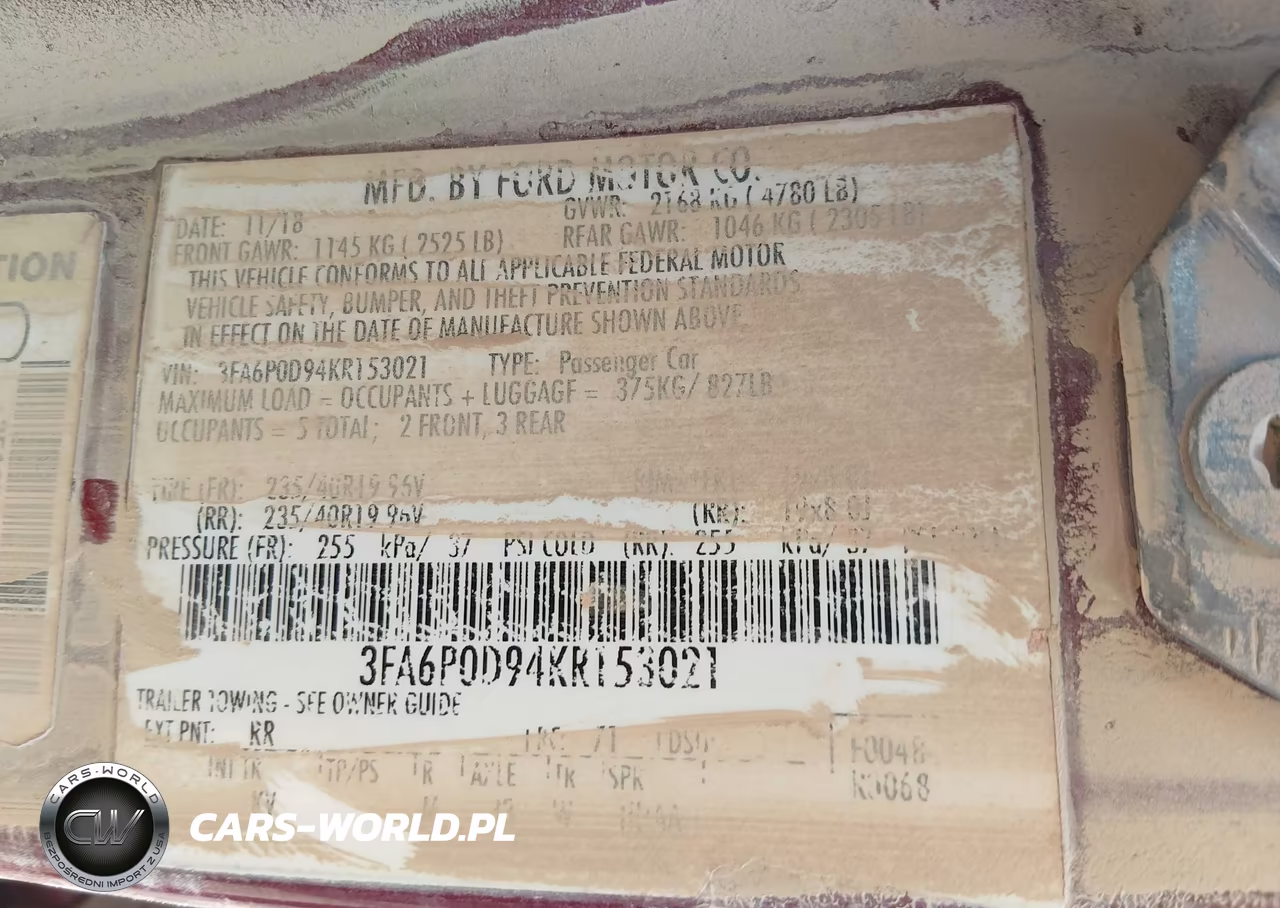 2019 Ford Fusion Titanium VIN:3FA6P0D94KR153021 - 9