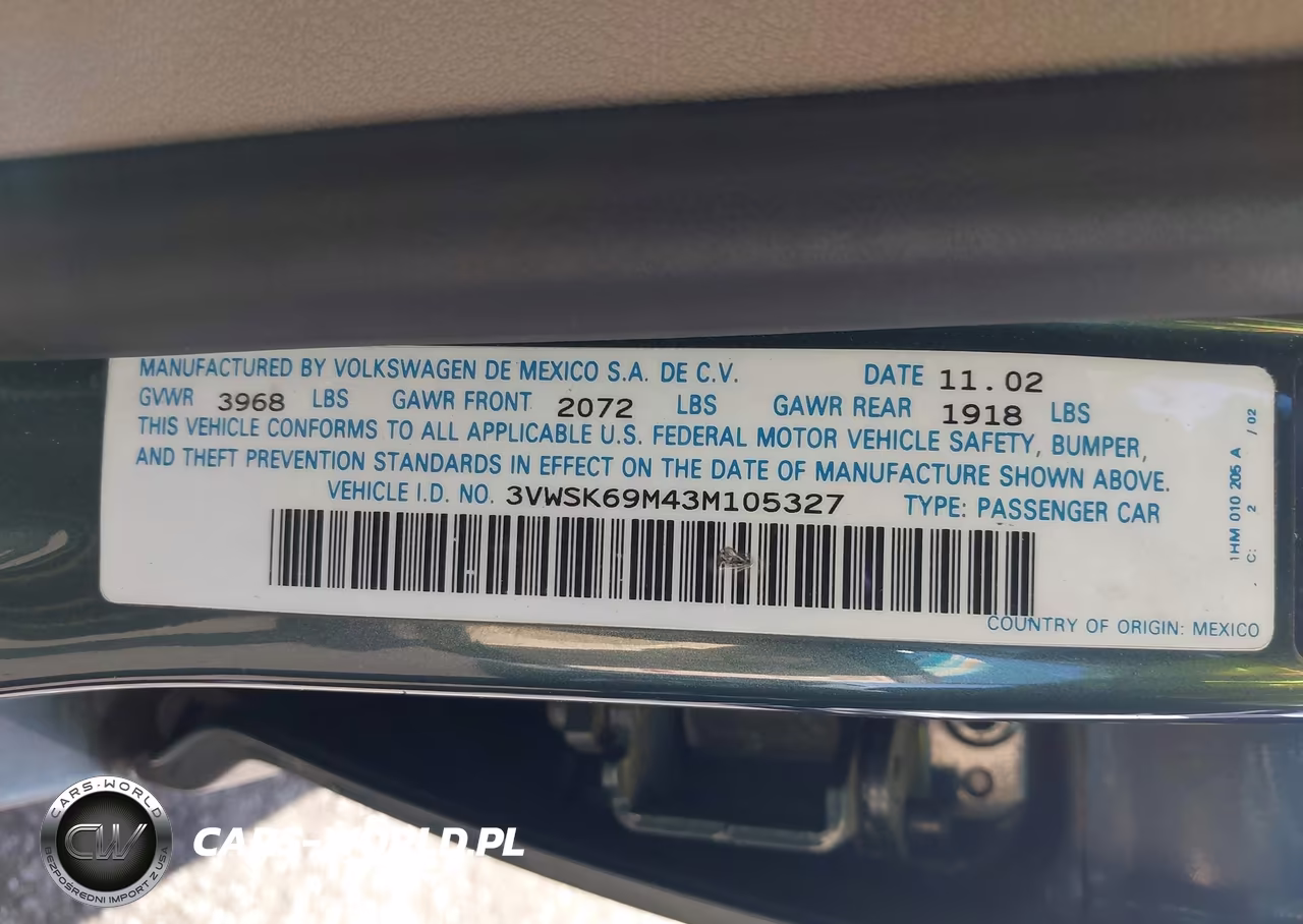 2003 Volkswagen Jetta Gls 2.0L VIN:3VWSK69M43M105327 - 9